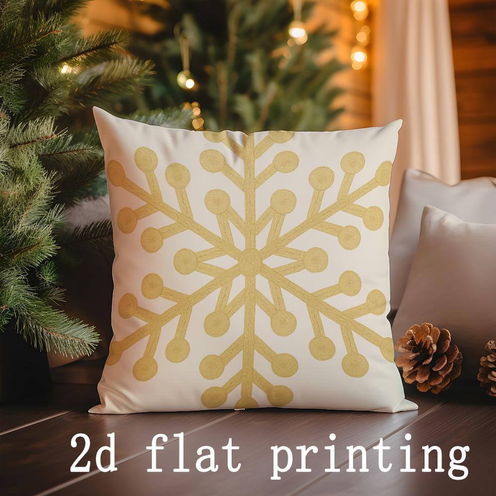 

Home Decor Christmas-themed Gold Patterned Pillow Covers Pattern Cushion Cover Suitable for Sofa Bedroom Car Pillow Cover 16x16Inch