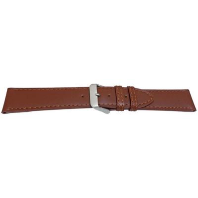 Watch Strap - MY-MONTRE - Smooth Calfskin - Brown 22 Mm (20 Mm) - Satin Stainless Steel Buckle - 3.8 Mm