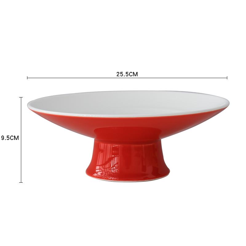 Ceramic Plate Fruit Tray Stilt Refreshment Tray Hand Painted Plum Decoration Plate Dessert Snack Dishes Salad Bowl Tableware