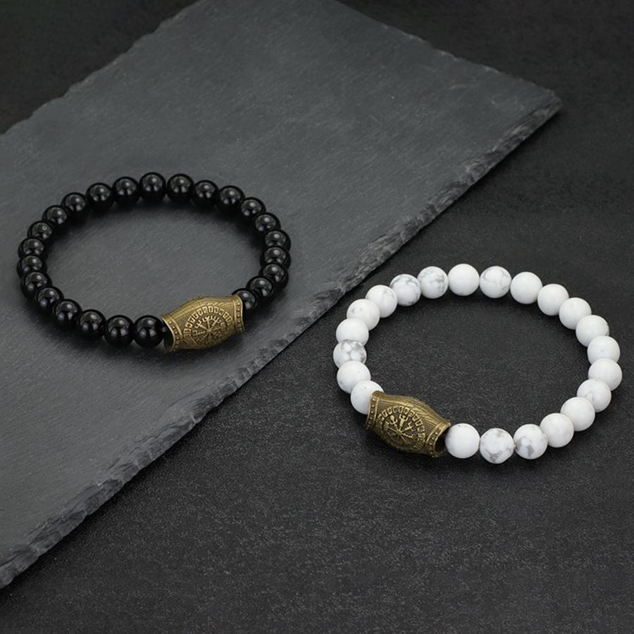 Simple Style Stone Bracelet Men Viking 8mm Lava Obsidian Beads Yoga Meditation Healing Braslet Pulseria Hombre Retro Accessories