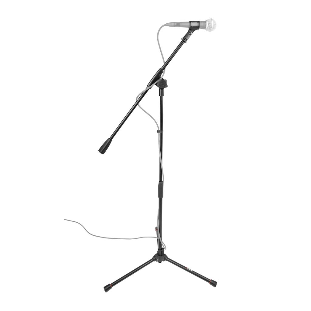 GATOR Frameworks GFW-MIC-1500 Microphone Stand, US (58") Standard Screw Compatible, Short Boom Type Tripod [Cable Holder and Adapter Included]