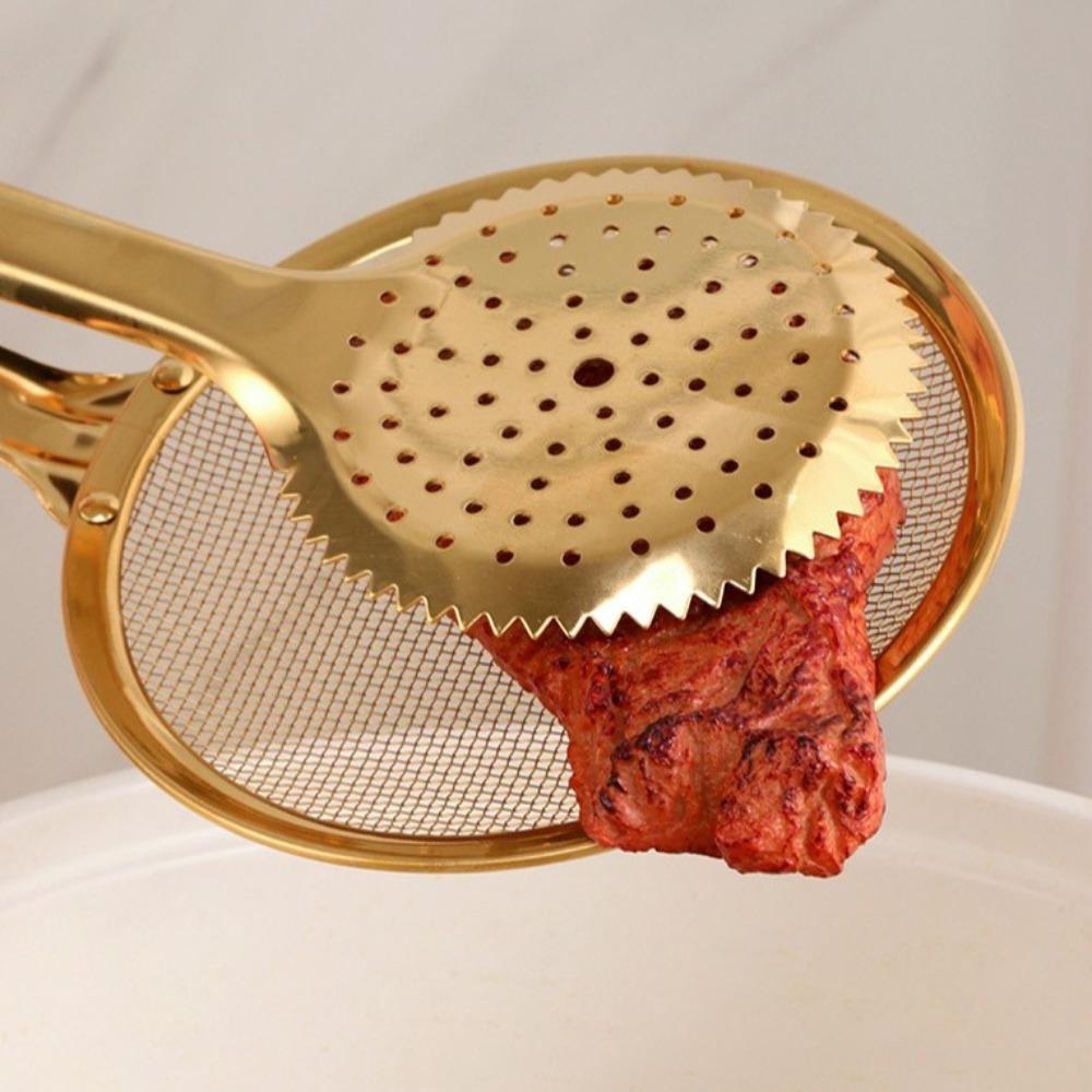 Heat Resistant Oil Separator Spoon Stainless Steel Fried Food Strainer Food Clip  Snack