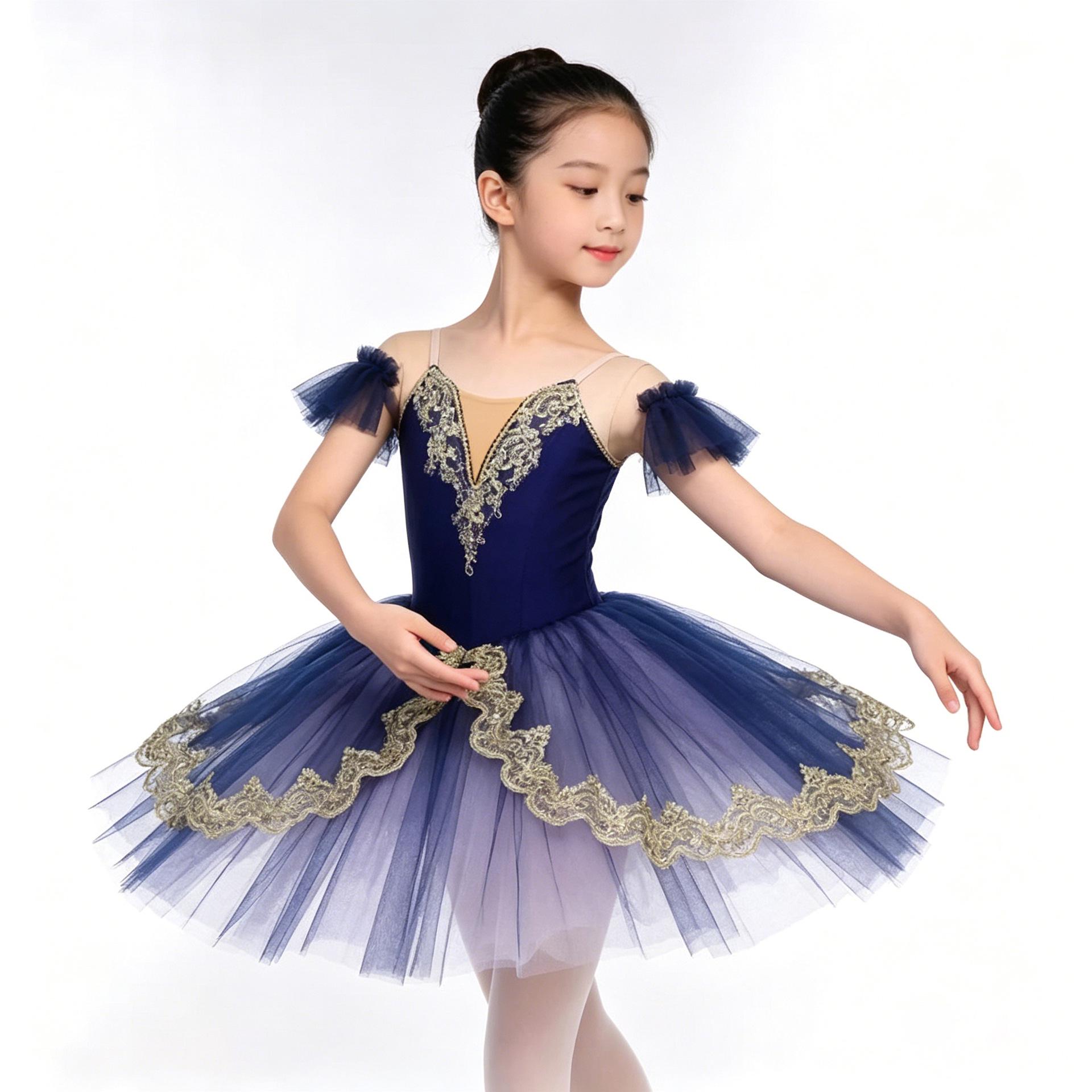 Kinder Ballett Tanz Prinzessinnenrock - Auftritt, Wettkampf, Probe, Trainingsoutfit 100 cm hellblaue