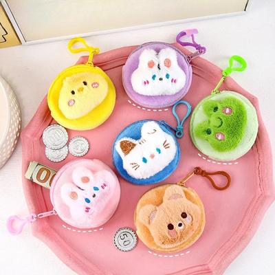Cartoon Plush Coin Purse Cute Mini Soft Money Coin Storage Bag Student Earphone Key Headset  Bag with Bag Hook Birthday Gift