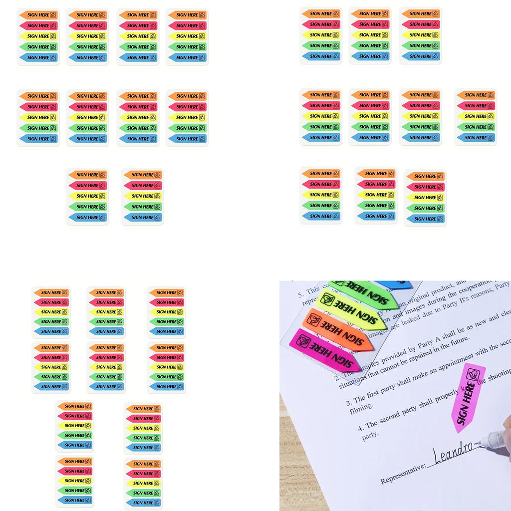 Sign Here Tabs Sign Date Stickers Arrow Flag Easy To Post for Office School Annotating Books Notary Books Reading