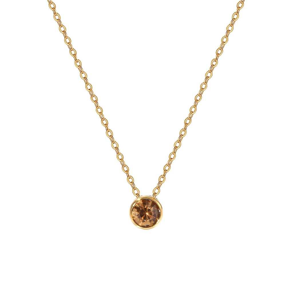 304 Stainless Steel Birthstone Necklace 18K Real Gold Plated Link Cable Chain Necklace For Women Jewelry Gift 45cm, 1 Piece