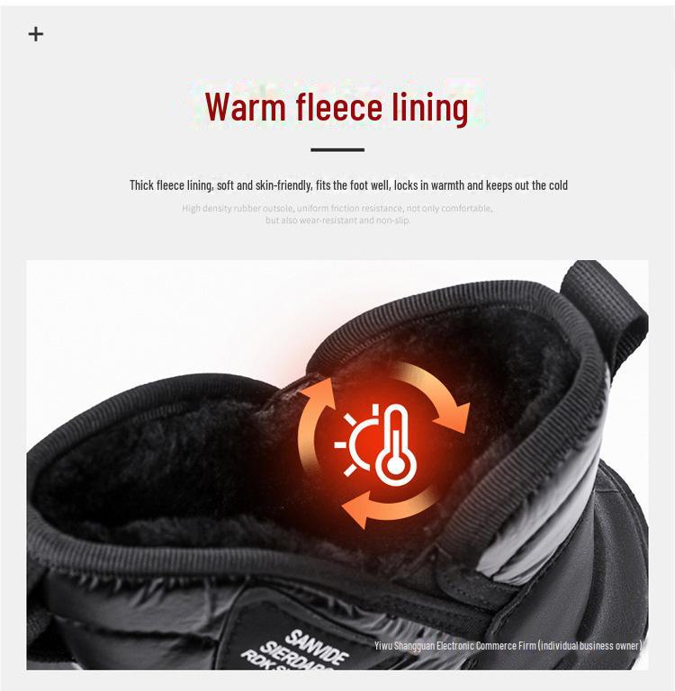 Men's Winter Snow Boots: Plus Velvet, Thick, Waterproof, Non-Slip, Cold-Resistant, High-Top Cotton Shoes