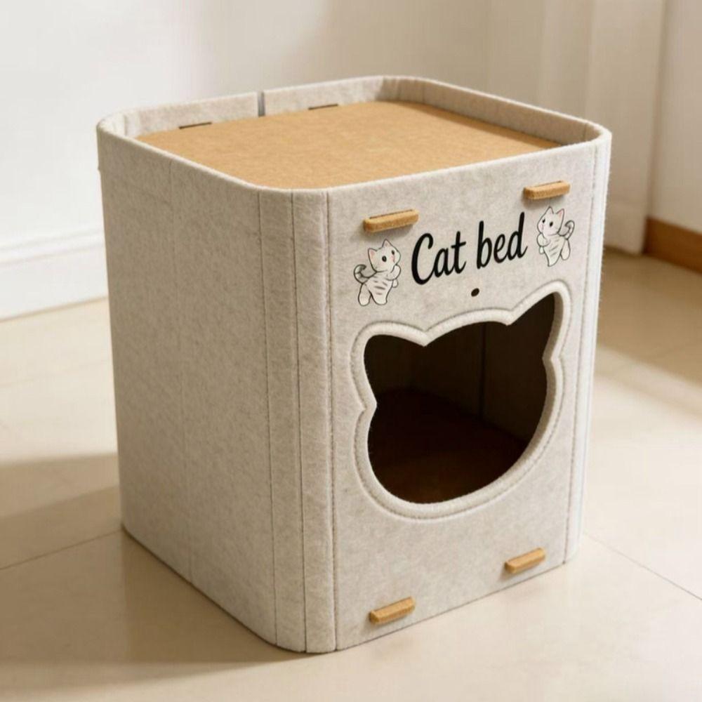 Double Layer Cat House Felt Cat Scratching Board Creativity Cat Castle Bed Cat Supplies