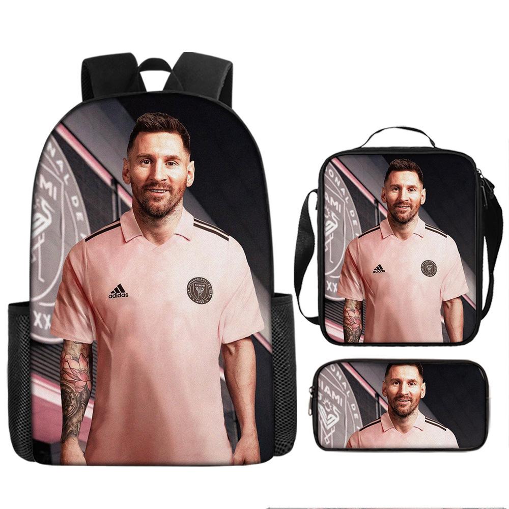 Football Schoolbag Three-Piece Backpack Pencil Bag Satchel Package Primary And Secondary School Students Schoolbag