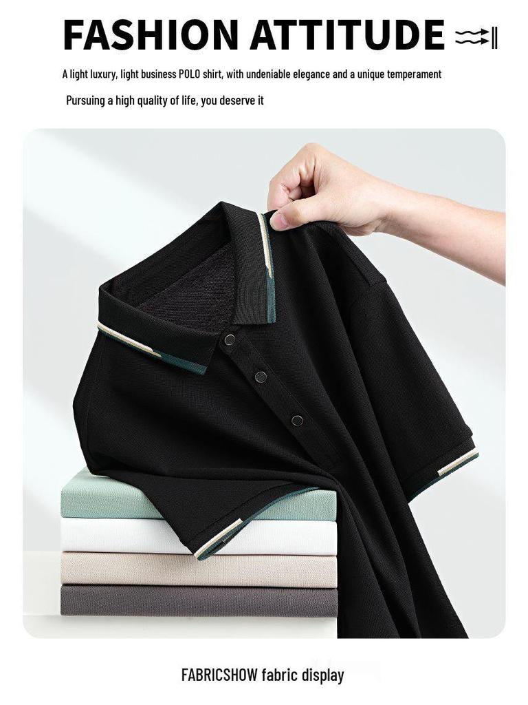 Men's Summer Short Sleeve Polo Shirt - Fashionable & Casual Breathable Lapel Tee