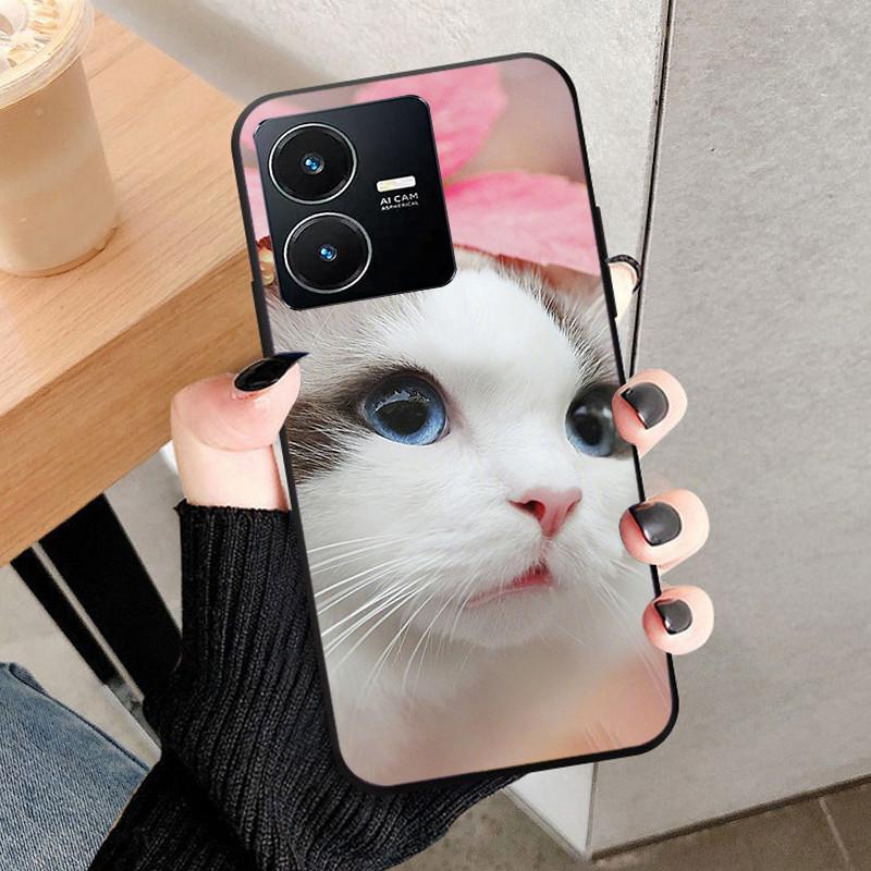 For Vivo Y22 4G Case Wolf Cat Soft Silicone Shockproof Phone Cover For Vivo V2207 V2206 Y22s Y 22 Y 22S Cases 2022 Black Bumper