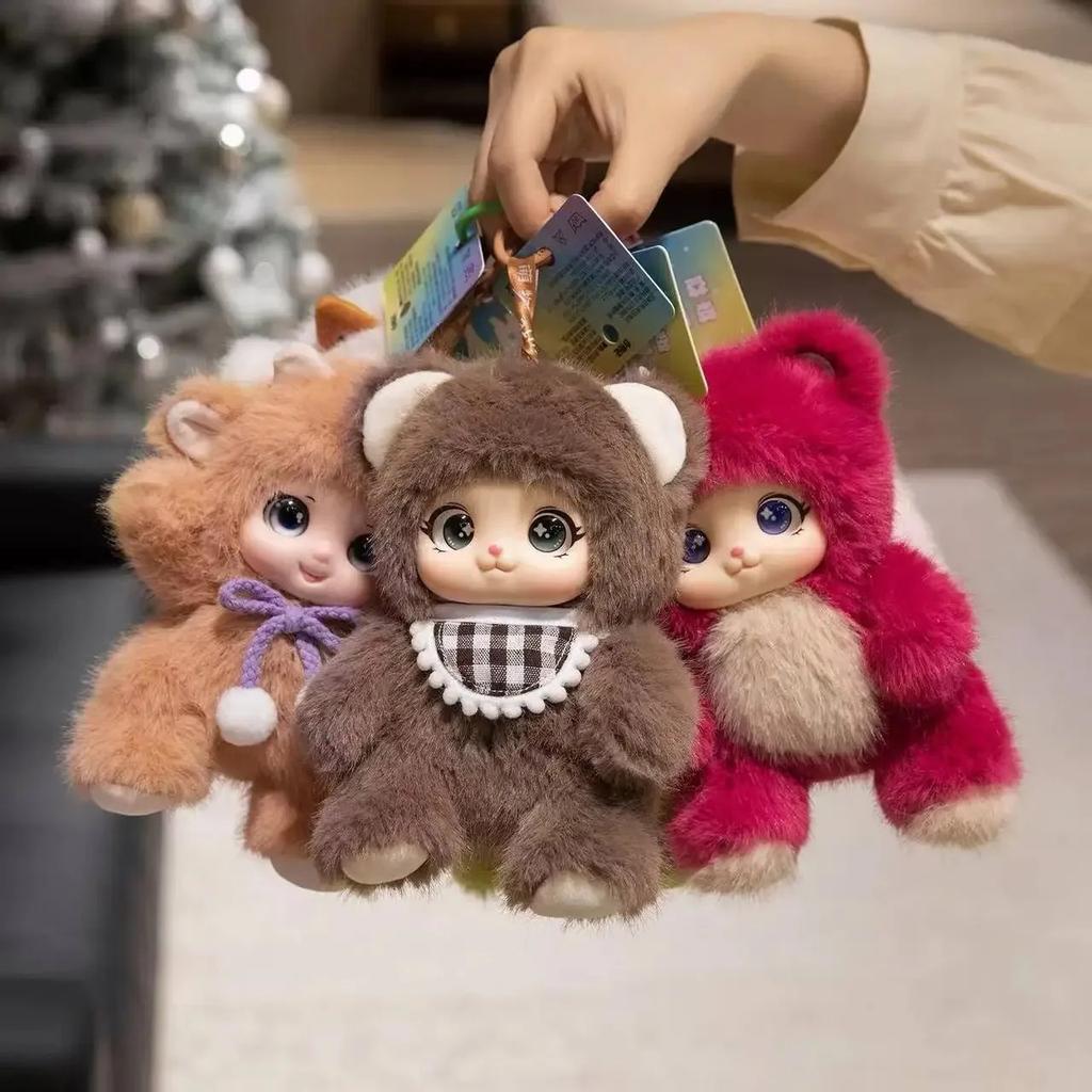 .18Cm Cute Family Cute Vinyl Doll Rose Red Bear Pendant Plush Yellow Sheep Bag Pendant Birthday Present For Girlfriend