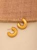 Qiong Yao Cross-border High-end Gold-plated Stainless Steel C-shaped Earrings - European & American Fashion Set with PVD Gold Color Retention.