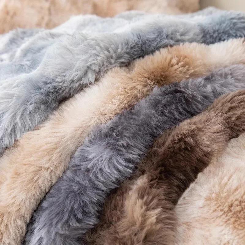 Warm Winter Sofa Mat Thicken Rabbit Plush Sofa Cover Universal Non-slip Sofa Towel Washable Sofas Cushion for Living Room