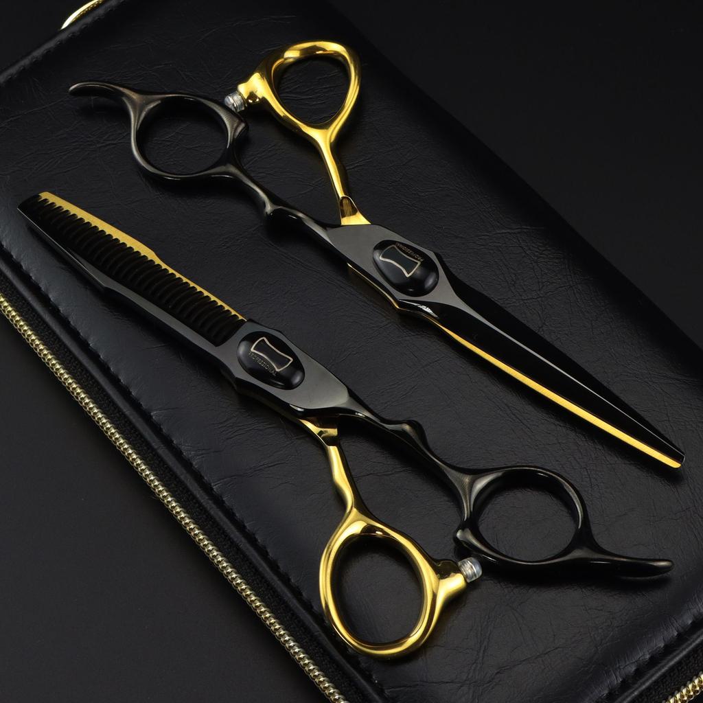 6.0 Inch Cm-12 Black Gold H Er Double-Sided Sword Back, Hair Scissors, Hair Scissors, Flat Scissors, Bangs Scissors, Teeth