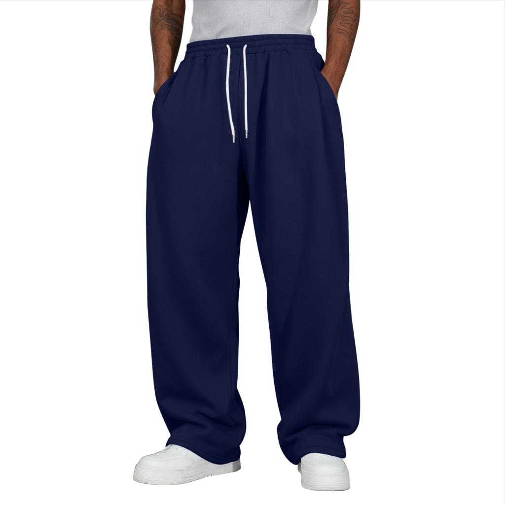 Pantaloni da tuta casual larghi da uomo con elastico in vita e coulisse