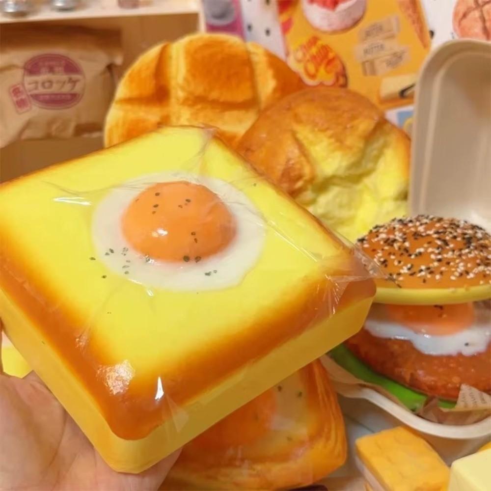 3D Realistic Fried Egg Toast Toy Stretchable Realistic Food Toy New Hand Relax Toy Stress Relief