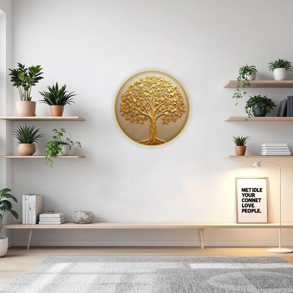 Vastu Kalpavriksha Money Golden Tree Photo Frame, Round