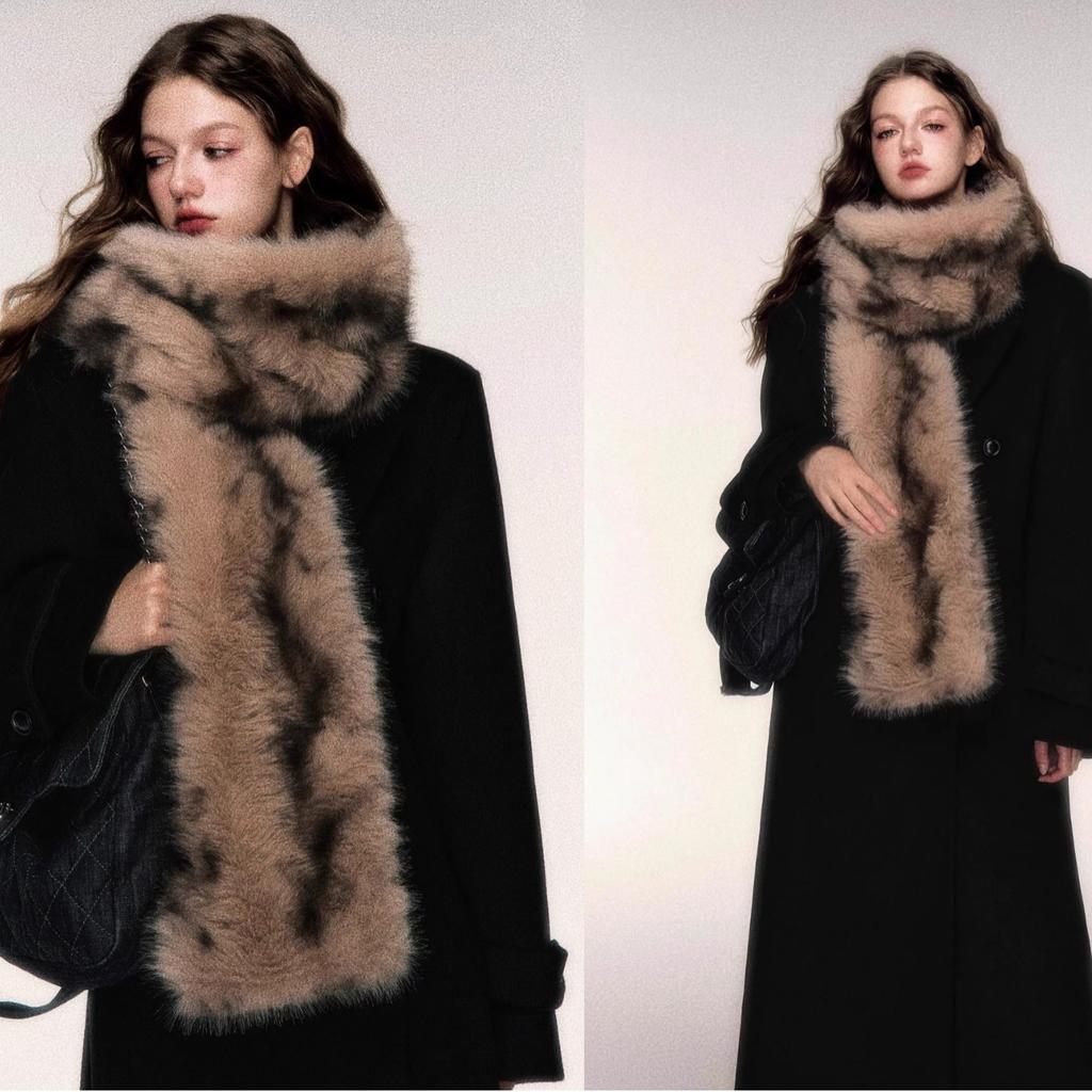 Vintage Lat Vinter Varmt Skjerf Moteabelt Allsidig Skjerf Dobbeltsidig Fortykket Plysj Temperamentskjerf