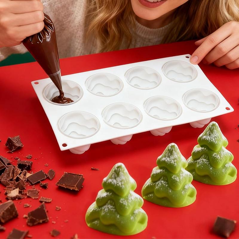 3D Christmas Tree Silicone Molds Chocolate Fondant Cake Molds Non-Stick Food Grade Silica Gel Mould for Candies Baking Tool