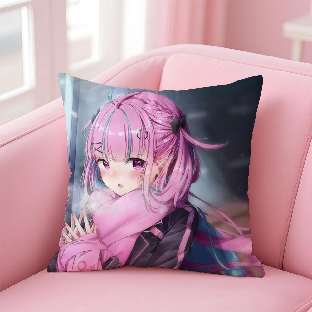 Cute Virtual Japanese Vtuber MMinato Aqua Cushion Cover Pillow Case Soft Skin Friendly Fabric Concealed Zipper