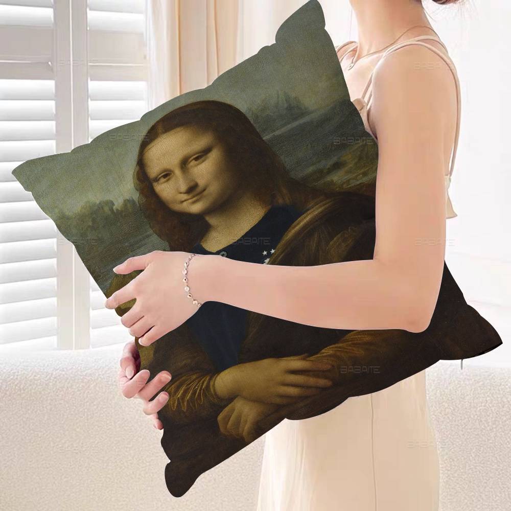 Mona Lisa Funny Wall Art Pictures Pillow Gifts Home Office Furnishings Bedroom Sofa Car Cushion Cover case 45x45cm