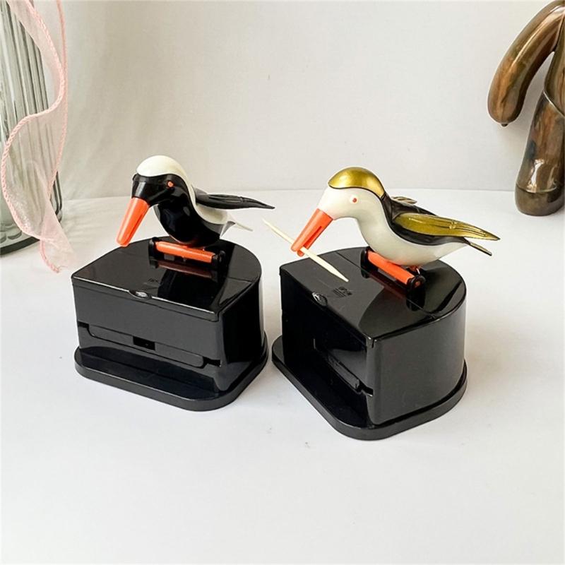 Niedlicher kleiner Vogel Zahnstocherhalter Behälter Automatischer Zahnstocherspender Drucktyp Zahnstocherbox für Zuhause Bar Party