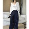 Johnature Summer Korean Simple Large Pocket Loose Long Pants For Women Fashionable Casual Pants