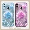 Ice Crystal-colored Roses For Samsung A20 30 22 23 24 25 26 31 32 33 34 35 42 50 51 52 53 54 55 56 70 71 72 73 Glass Phone Case