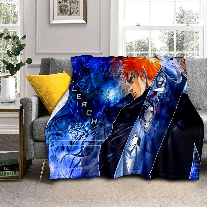 3D Bleach Kurosaki Ichigo Cartoon Anime Soft Blanket,Soft Throw Blanket for Home Bedroom Bed Sofa Travel Cover Child Gift