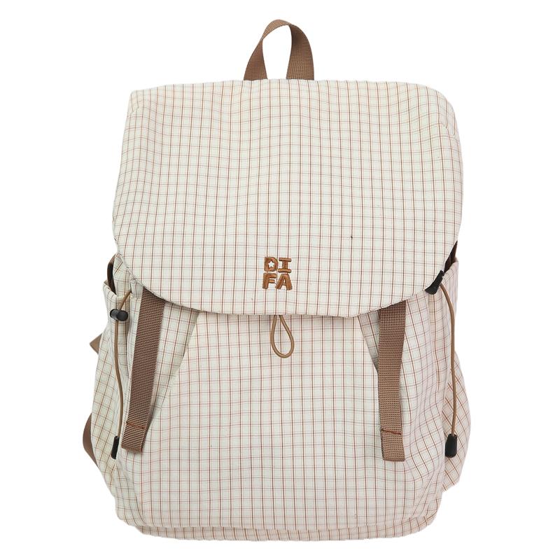 

Клетчатый женский рюкзак для учеников средней школы, легкий школьный рюкзак большой вместимости для путешествий Large коричневый/белый