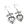 Romantic Gothic Silver Color Hollowed-out Bownot Heart-shaped Cross Wings Dangle Earrings for Women Halloween Party Jewelry Gift