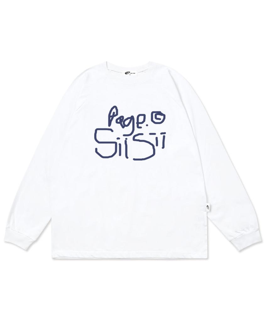 PAGESIISII Doodle Print Oversized Long Sleeve White