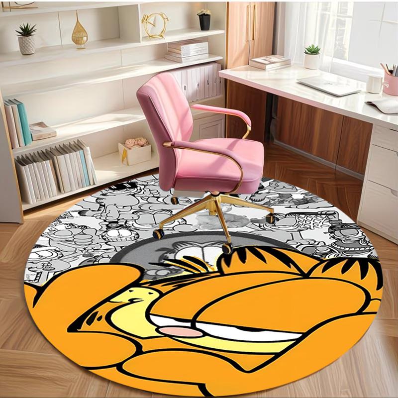 Garfield Print Round Rug, Washable Floor Carpet, For Entryway Dorm Laundry Room Office Study, Home Decor Birthday Christmas Gift