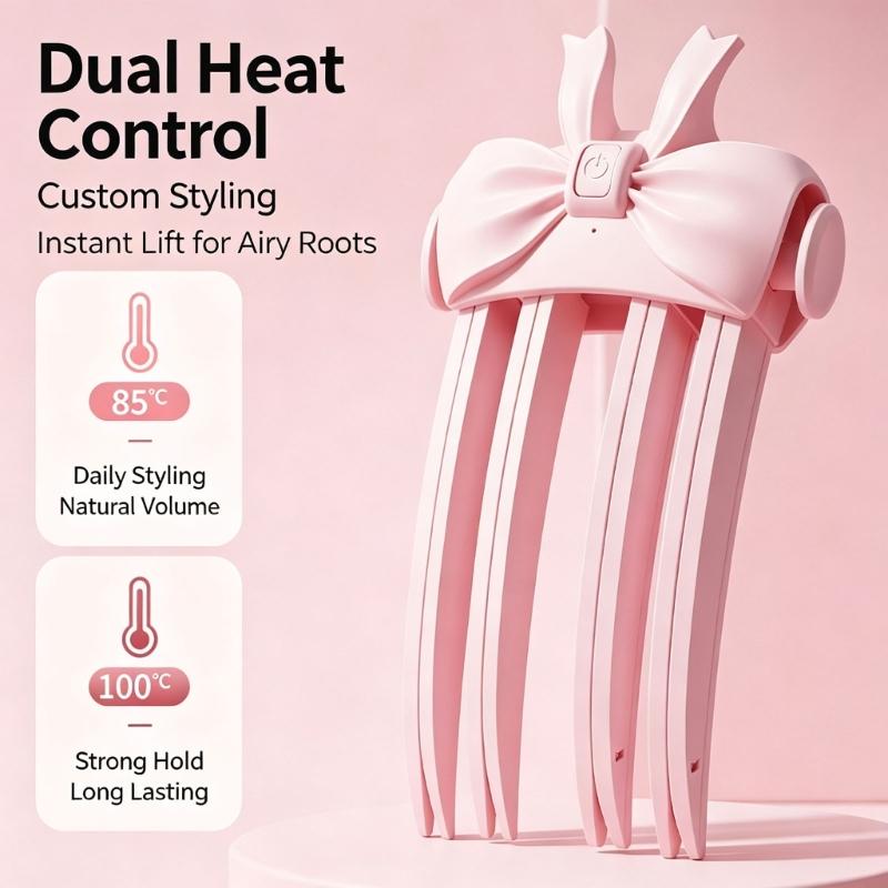 Styler Sollevante Radici Capelli, Pinza Riscaldata Senza Fili Volumizzante con Alimentazione Ricaricabile USB e 2 Impostazioni di Calore per un Rinfresco Rapido