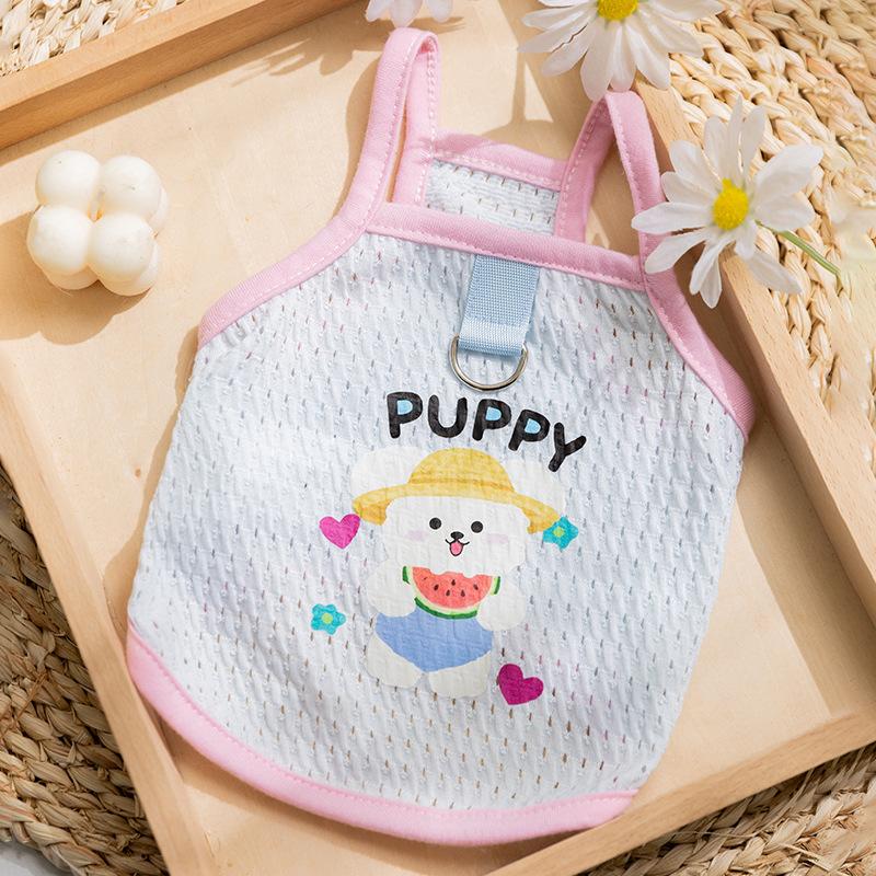 Frühling und Sommer neue Hundekleidung dreidimensionale Puppe gestreifte dünne Weste Katze Haustierkleidung