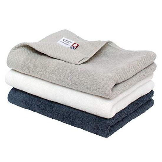 Bloom Imabari Towel Certified Face 3-Piece Set Ciel Hotel Specification Absorbent Quick-Dry Room Drying 100 Cotton Made Japan (Assortment 1)