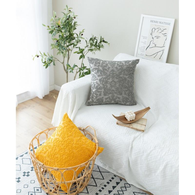 Luxury Cotton Linen Velvet Embroidered 3D Hollow Pillow Cover 45x45cm Sofa Decor Christmas New Home