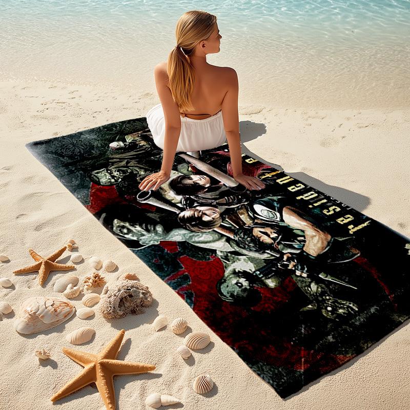 Resident Evil game, Umbrella Corporation, soft beach towel, outdoor camping vacation swimming beach towel, outdoor absorbent bath towel, Q11