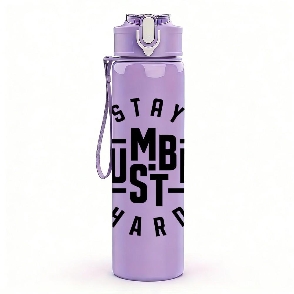 1PC Stay Humble Hustle Hard Text 750ml Color Plastic Sports Water Bottle Leakproof Flip Straw Lid Suitable for Sports Office Home Use