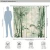 1 Stück Bambus Grün Duschvorhang - 71X71", Maschinenwaschbarer Polyester, 12 Haken, Vintage Chinesischer Stil, Ruhiges Bambus-Design