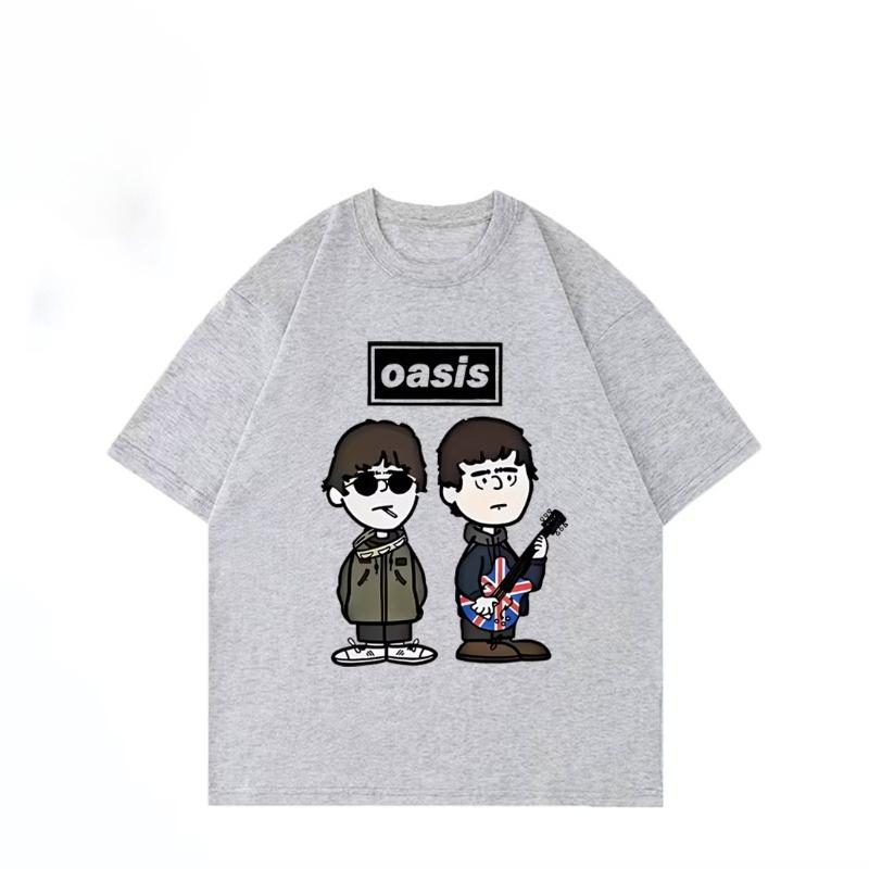 British Rock Band O-Oasis Live 25 Punk T-shirt Men Women's Cartoon Vintage Hip Hop Streetwear Summer Cotton Short Sleeve Top