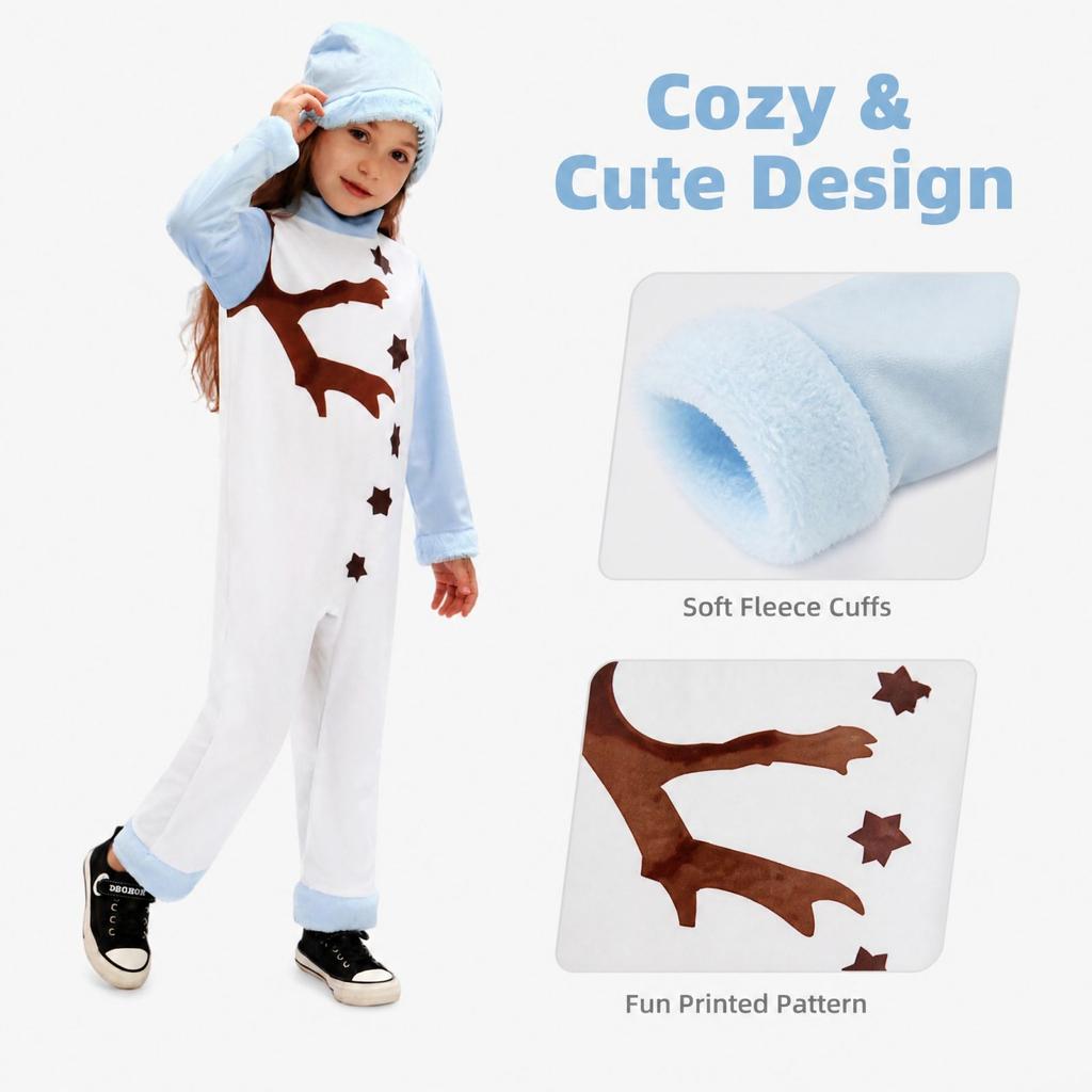 Baby Christmas Snowman Jumpsuit Costume, Stage Performance Outfit, Branch Arm Design