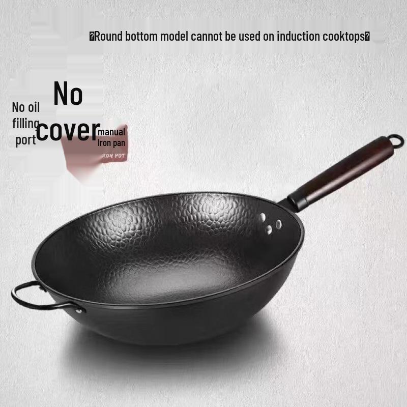 Zhangqiu Forged Iron Non-stick Wok for Induction & Gas Stoves