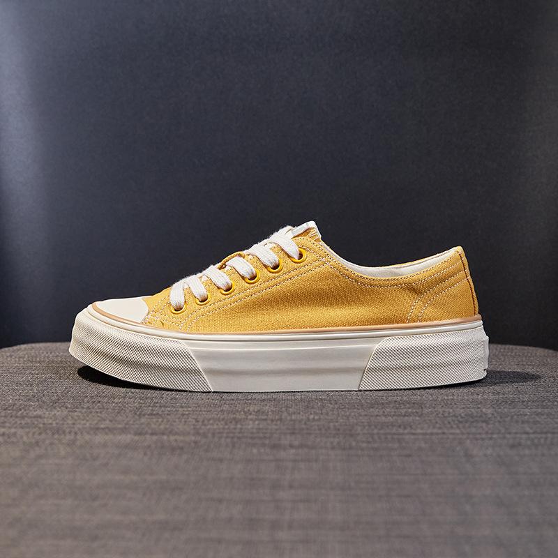 Leather canvas shoes women's spring and summer 2025 new thick-soled mango head board shoes versatile sports and leisure little white shoes