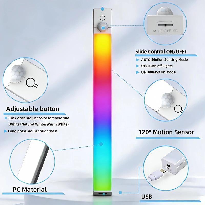Rgb Ambient Sensor Light - Rechargeable Magnetic Wall Lamp Mood Ambient Light For Cabinet Hallway Stair