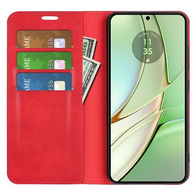 Magnetyczne etui z klapką Auto-absorbed do Motorola Edge 40 5G Skóra PU Skin-touch Portfel Stojak Pokrowiec na telefon