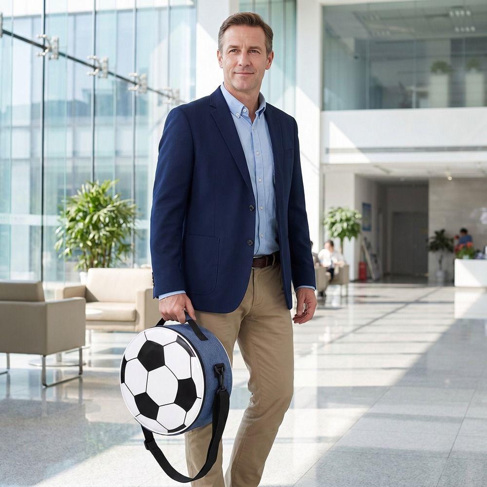 Large Capacity Soccer Lunch Bag Round Cooler Picnic Bag Durable Football Lunch Bag  Outdoor