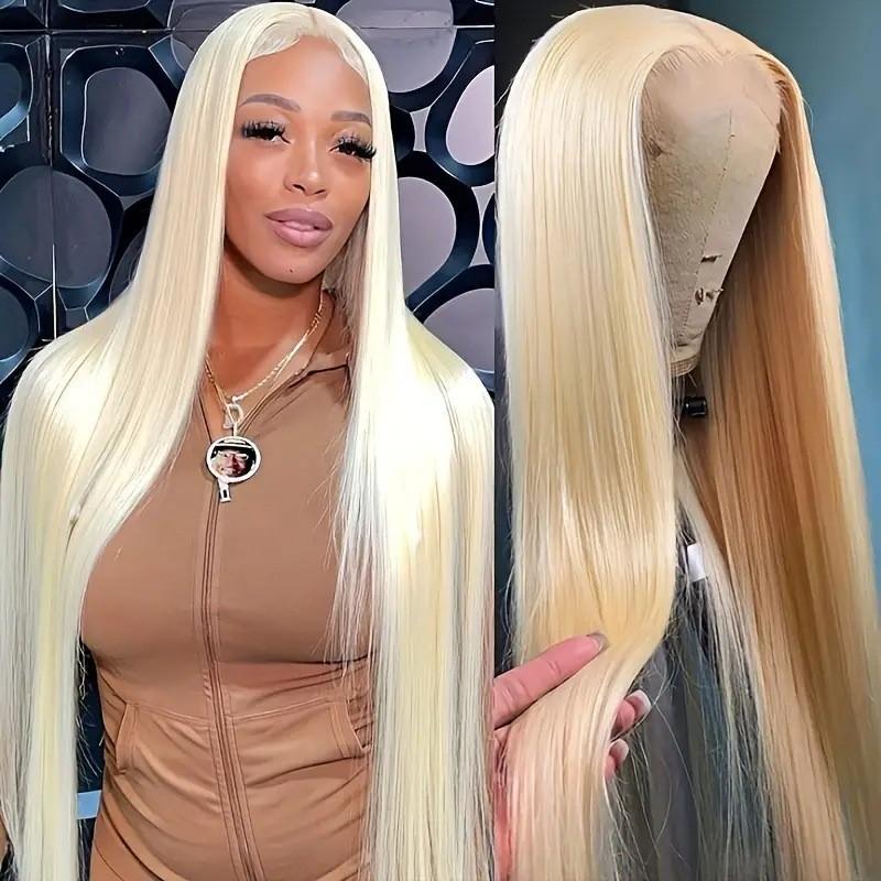 Womens Lace Front Straight Wig In Golden Color Synthetic Hair Medium To Long Length Natural Look
