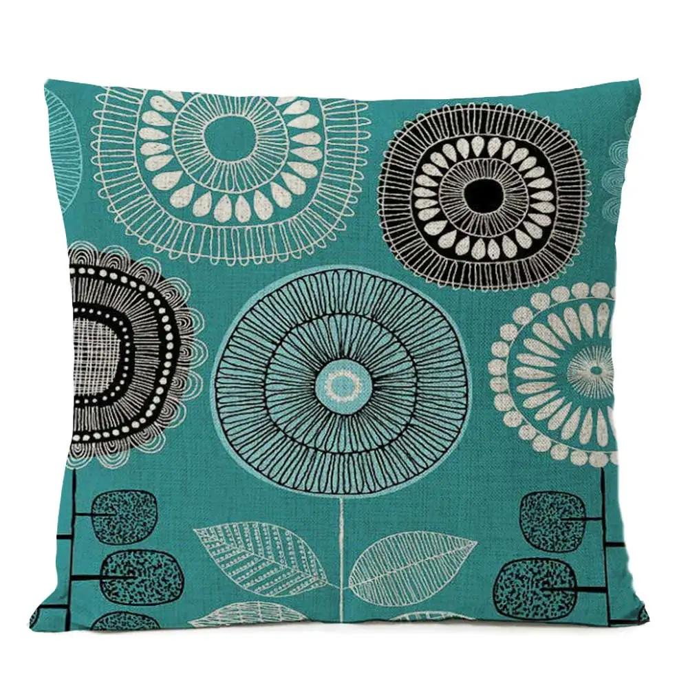 Home Decorative Throw Pillow Rustic Geometric Floral Pillow Cover Multicolor Flower Pillow Case Sofa Cushions 4545cm